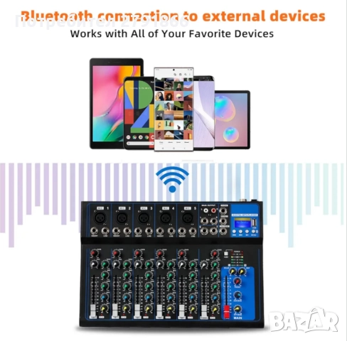 Професионален 7-канален студиен миксер Depusheng HT7 Bluetooth с USB DJ MP3 жак , снимка 10 - Друга електроника - 52062872