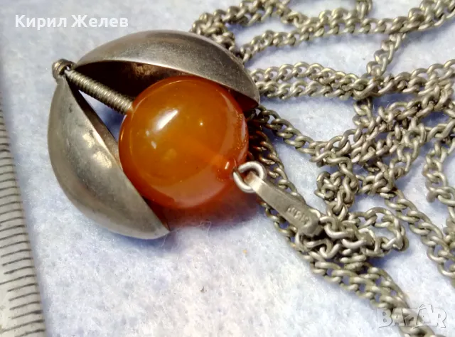 СТАРО РУСКО МЕЛХИОРЕНО КОЛИЕ с КЕХЛИБАРЕН МЕЛХИОРЕН МЕДАЛЬОН СССР НАТУРАЛЕН БАЛТИЙСКИ КЕХЛИБАР 50206, снимка 2 - Антикварни и старинни предмети - 49916979