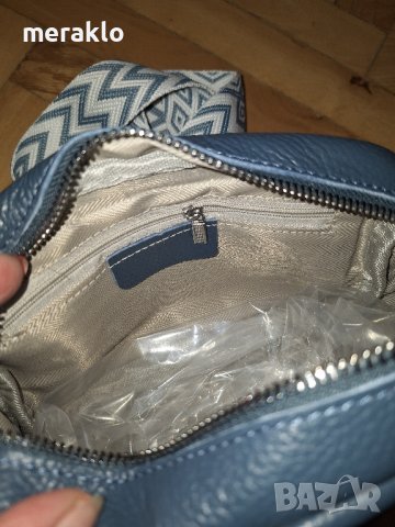 нова чанта, естествена кожа в син цвят , снимка 4 - Чанти - 42963936
