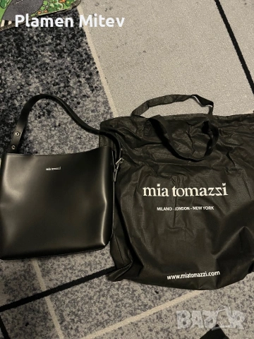 Дамска чанта Mia Tomazzi естествена кожа черен цвят