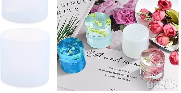 Висок малък голям цилиндър силиконов молд форма калъп за свещи восък гипс сапун смола свещ саксия, снимка 7 - Форми - 32225909