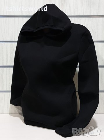 Нов дамски черен суичър с качулка и джобчета, снимка 8 - Суичъри - 34656373