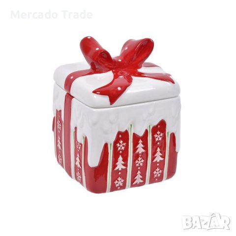 Коледна кутия за бисквитки Mercado Trade, Керамика, Квадратна форма
