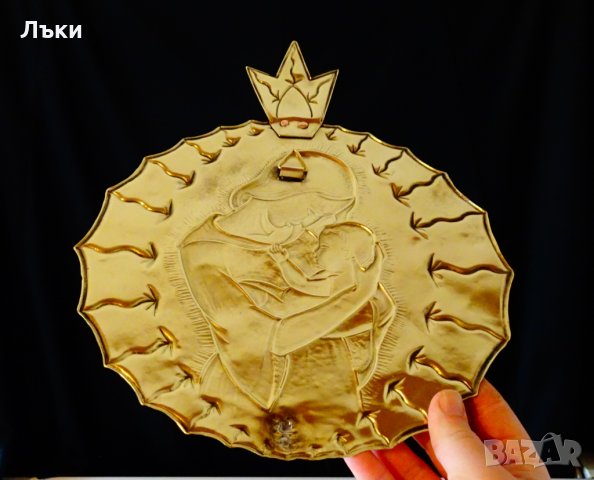 Старинна месингова икона Богородица. , снимка 5 - Икони - 27450457