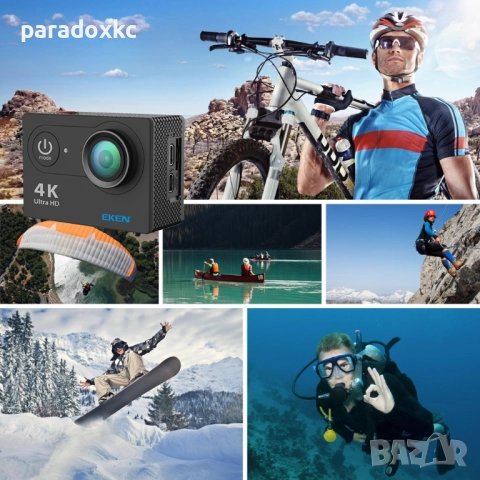 EKEN H9R 4K екшън камера – водоустойчива + пълен комплект аксесоари, снимка 5 - Камери - 52368631