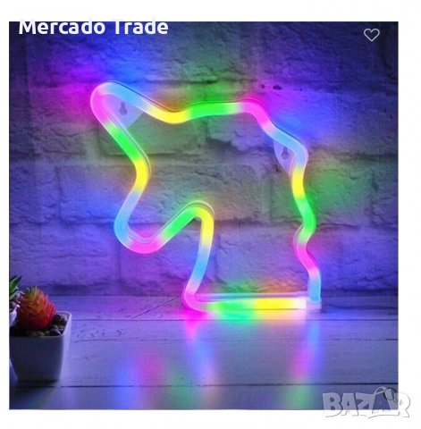 LED неонова лампа Mercado Trade, Eднорог, Mногоцветен, USB , снимка 2 - Лед осветление - 39359080