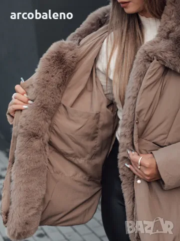 LUNAVI Дамско зимно яке ватирано с косъм, 3цвята , снимка 6 - Якета - 47488594