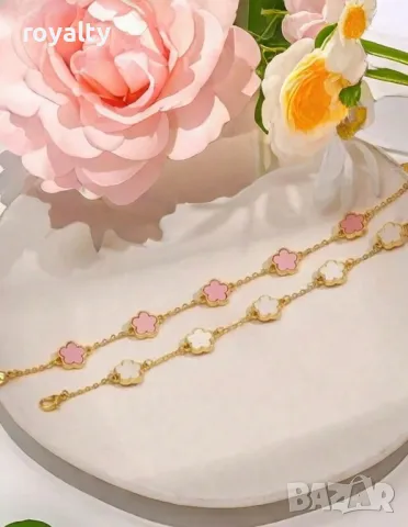 Комплект от цинкови сплави в бяло и розово масло 🍋 , снимка 2 - Бижутерийни комплекти - 49236241