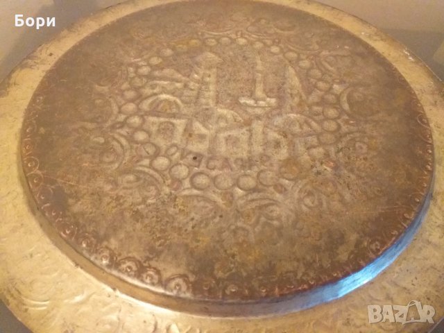 Релефна месингова чиния-поднос, снимка 4 - Декорация за дома - 27493386