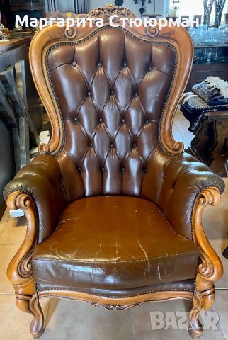 Масивни фотьойли в стил " Барок" с богата дърворезба, снимка 12 - Столове - 16790951