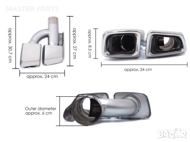 Накрайници за ауспух 63 АМГ / AMG дизайн W221/w212/w216/w218/w164/R230/R231, снимка 4 - Части - 43378830