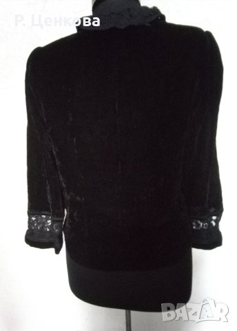 Дамска черна риза с дантелени елементи , снимка 3 - Ризи - 42947461