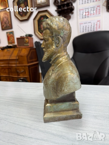 Бронзиран бюст на Христо Ботев. №7783, снимка 3 - Антикварни и старинни предмети - 52881547