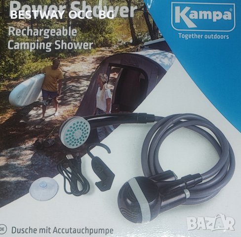 Къмпинг душ акумулаторен USB, преносим, ак "Kampa" rechargeable campingshower with submersible pump , снимка 12 - Палатки - 37287190