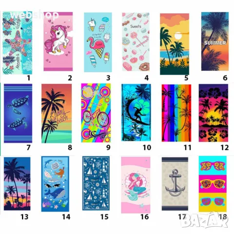 Плажна кърпа, Хавлия за басейн 75х150 см, микрофибър, многоцветна, тегло 260 гр., снимка 1