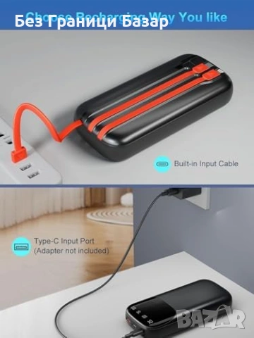 Нова Преносима батерия 48600mAh 22,5W USB-C + 3 порта кабели Power bank, снимка 3 - Външни батерии - 53463830
