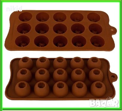 топчести кръгове топче с вдлъбнатина силиконов молд за шоколадови бонбони шоколад пралини, снимка 3 - Форми - 38401172