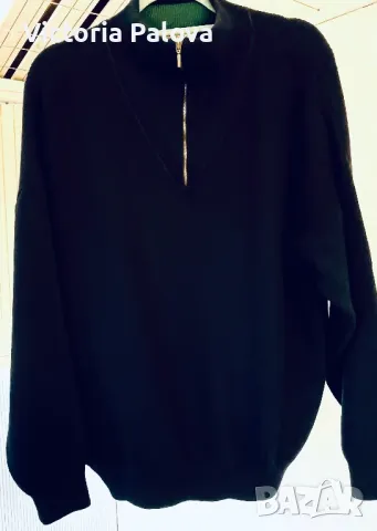 Качествен пуловер унисекс HESSNATUR тройер яка с цип