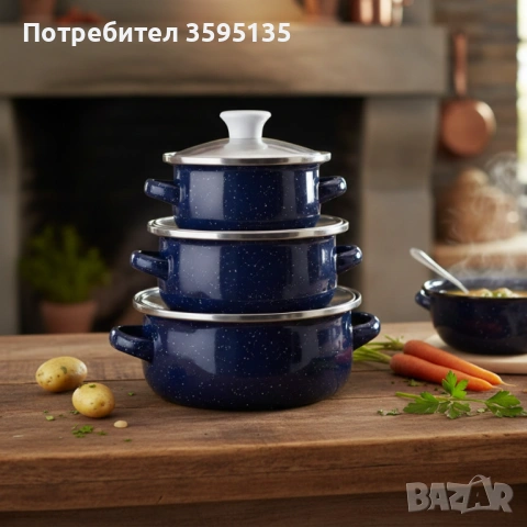  Комплект от 3 тенджери - 16см, 18см, 20см, снимка 3 - Съдове за готвене - 53364677