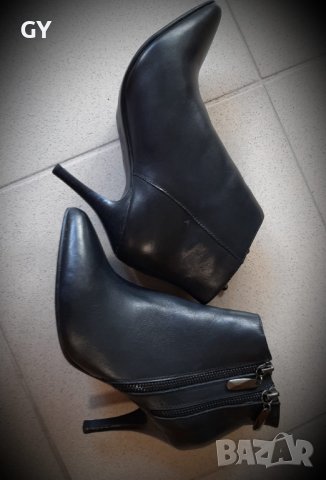 Черни кожени боти на висок елегантен ток