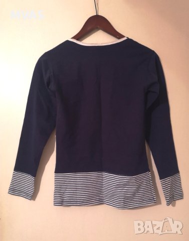 Нова тъмно синя блуза с дълъг ръкав XS S моряшка, снимка 2 - Блузи с дълъг ръкав и пуловери - 43746588