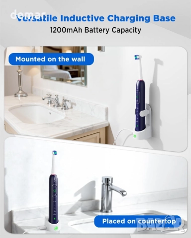 Въртяща се електрическа четка за зъби, 8 глави, 3 интензитета, 5 режима, синя, снимка 5 - Други - 52440961