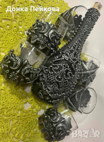 Сервиз за уиски от 7 части ръчна изработка , снимка 4 - Декорация за дома - 43618294