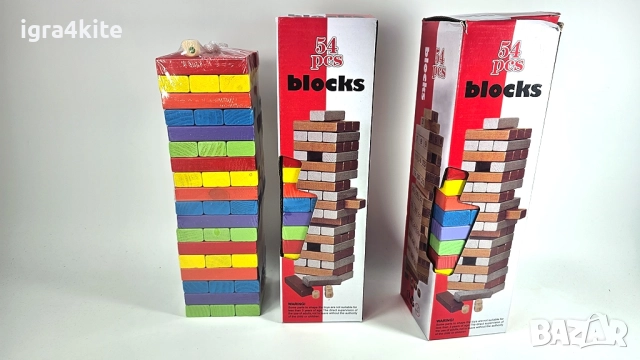 Цветна Дървена Дженга Jenga Blocks