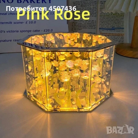 Ръчно изработена 3-Д LED нощна лампа с Рози, Направи си сам домашен декор, снимка 10 - Настолни лампи - 50813476