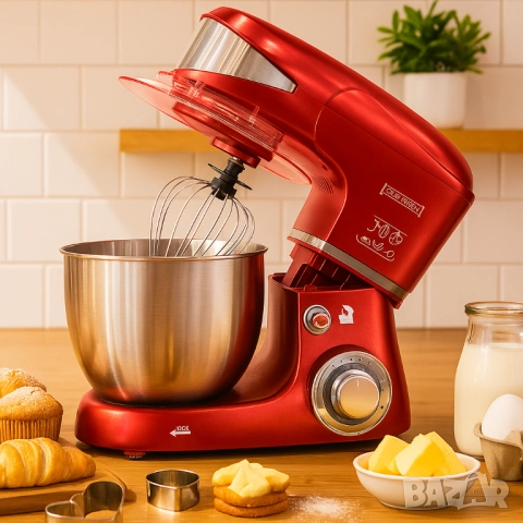 Многофункционален планетарен миксер с иноксова купа 5.5L Royalty Line RL-PKM1600, снимка 11 - Друга електроника - 51854062