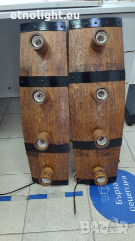 Полилеи, лампи от автентични дъбови бъчви с ръчно изработени дървени чашки , снимка 2 - Полилеи - 51918447