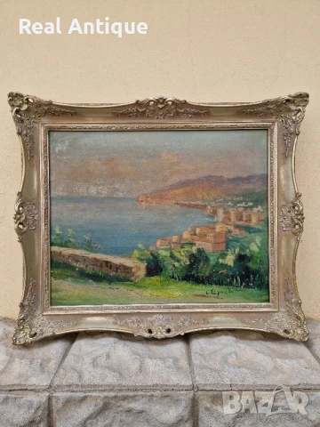 Много стара антикварна авторска картина масло  върху платно , снимка 2 - Антикварни и старинни предмети - 50479591