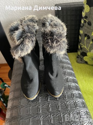 НОВИ!Елегантни дамски боти от естествен велур и естествен пух, снимка 5 - Дамски боти - 43433871
