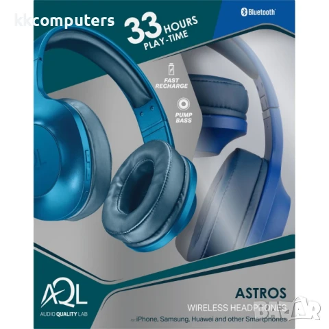 AQL Astros сини Bluetooth Стерео слушалки, снимка 2 - Bluetooth слушалки - 50642150