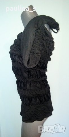 Шармантна дизайнерска блуза тип туника с открити рамене"ANNE FONATAINE", снимка 5 - Блузи с дълъг ръкав и пуловери - 28248358