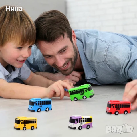 Комплект сладки мини инерционни автобуси, снимка 4 - Коли, камиони, мотори, писти - 51069564