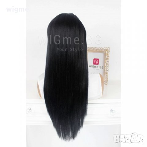 Дълга права черна перука с бретон Амбър, снимка 7 - Аксесоари за коса - 33014442