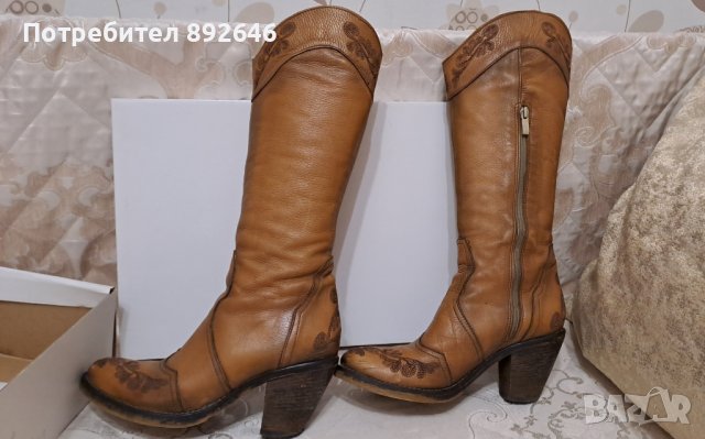 Дамски ботуши естествена кожа цвят камел 38 номер, снимка 7 - Дамски ботуши - 43675482
