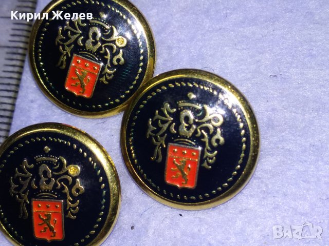 ТРИ СТАРИ ЕМАЙЛИРАНИ МЕТАЛНИ КОПЧЕТА с КРАСИВ ГЕРБ ХЕРАЛДИКА и ПОЗЛАТА 41043, снимка 3 - Колекции - 43553081