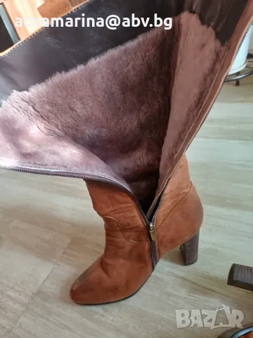 кафяви ботуши естествена кожа с топла подплата, снимка 2 - Дамски ботуши - 38423338