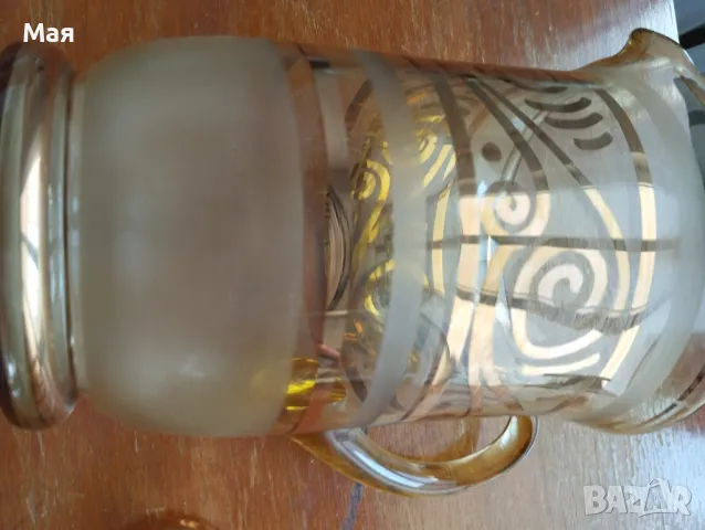 Чаши за вино с кана златен кант от средата на миналия век винтидж, снимка 2 - Сервизи - 50280354