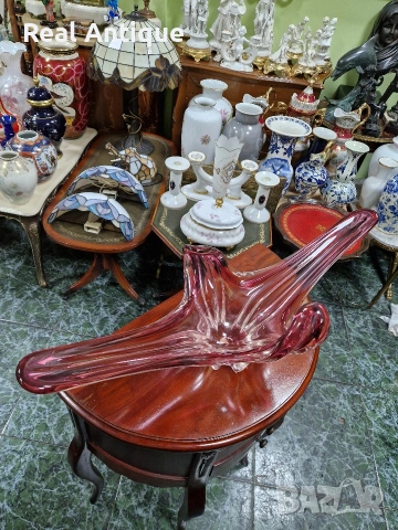 Уникална огромна италианска кристална купа фруктиера жардиера Мурано , снимка 6 - Декорация за дома - 53465568