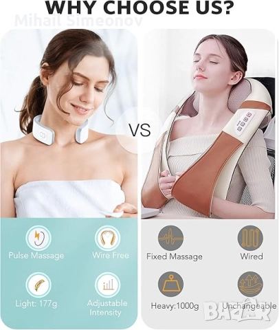 Масажор за врат с функция за загряване, интелигентен масажор AGPTEK с 5 режима и 16 нива на интензив, снимка 3 - Друга електроника - 52987097