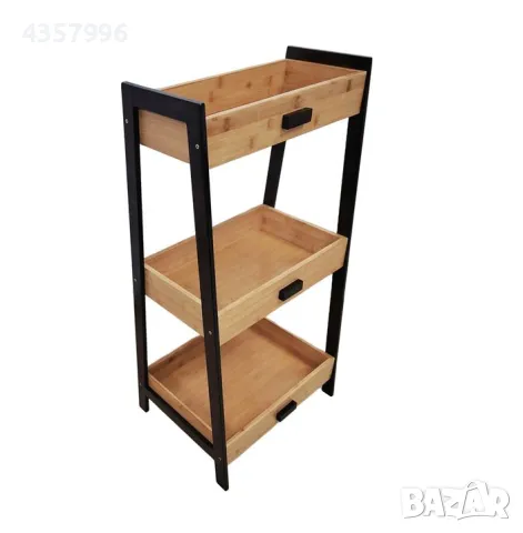 Органайзер за съхранение, Бамбук, С метални крака, Кафяв - Черен , снимка 2 - Органайзери - 48877866