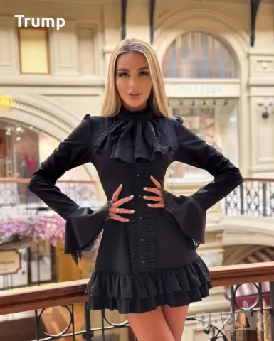 За празничните ввчери! Елегантна рокля с яка жабо , снимка 4 - Рокли - 48465150