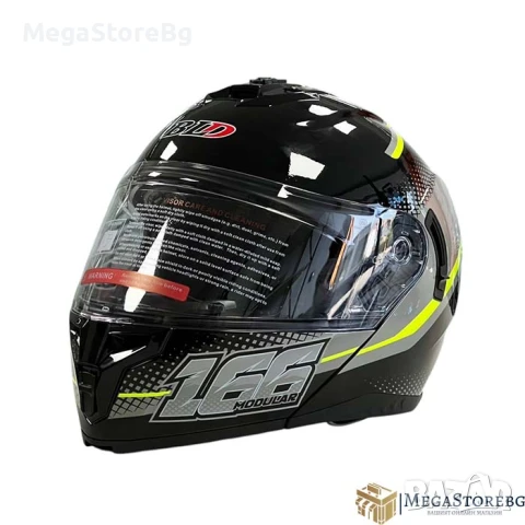 Модуларна Каска 166 - Размер S, M, L, XL - Черно/Неон, снимка 6 - Аксесоари и консумативи - 50720054