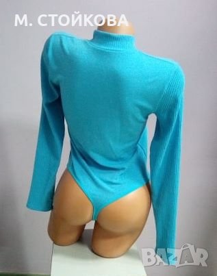 ПОСЛЕДЕН БРОЙ! синьо боди с прашка L - българско производство, снимка 2 - Блузи с дълъг ръкав и пуловери - 26805958