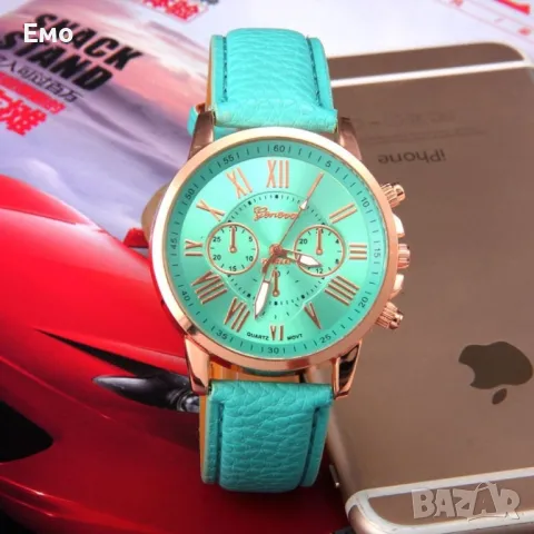 Дамски кварцов часовник с кожена верижка, снимка 2 - Дамски - 47817483