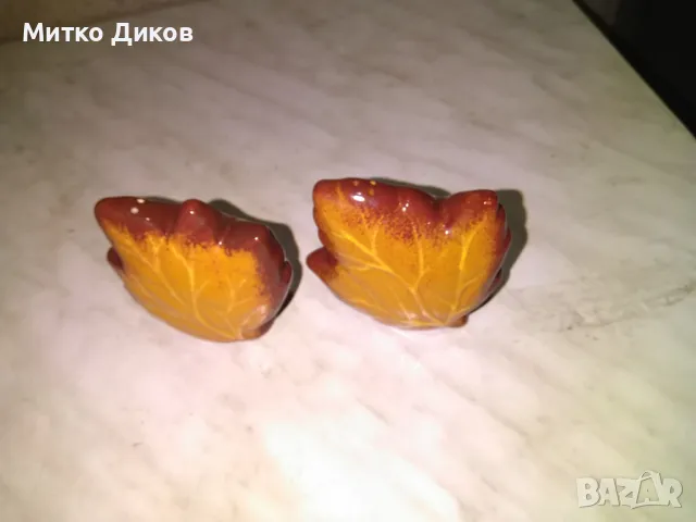 Порцеланови солнички нови тип листо винтидж от соца 2 броя