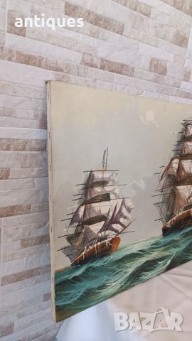 Картина "Кораби" - маслени бои на платно - 70/50см, снимка 3 - Антикварни и старинни предмети - 39423372